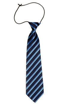 Stylish striped tie with an elastic band isolated on white background