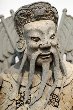 antique statue of a Thai soldier close up