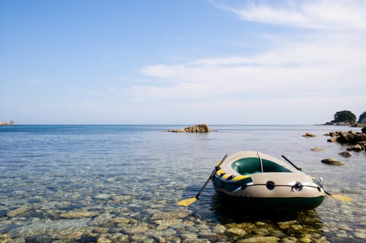 Lonely boat on a seaside.