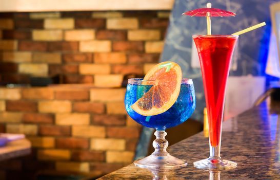 A delicious red & blue cocktails 