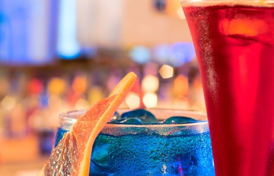 A delicious red & blue cocktails