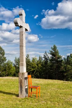 The empty chair on the place of pilgrimage