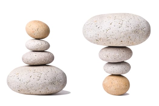 A Stack of Stones  with an antipode on a white Background - a nice Zen-like Background