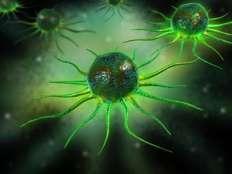 Digital illustration of stem cell in color background
