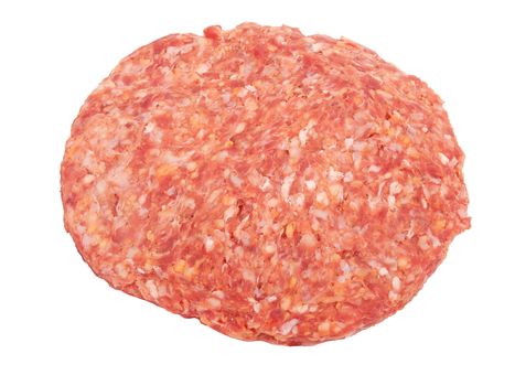 raw steak burger isolated on white