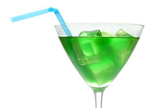 Chilled cocktail drink with a straw 