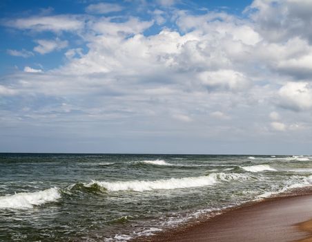 waves in the Baltic Sea summer cloud by day, Lithuania