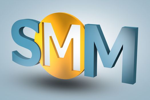 acronym concept: SMM for Social Media Marketing on blue background