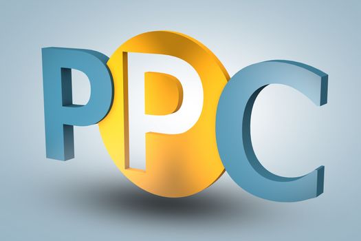 acronym concept: PPC for Pay per Click on blue background