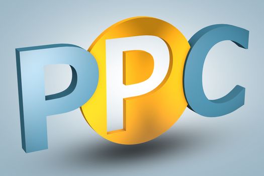 acronym concept: PPC for Pay per Click on blue background