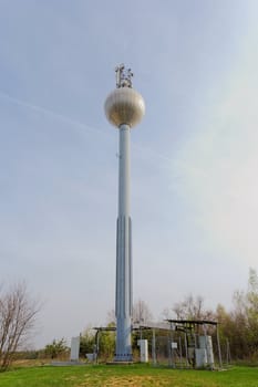 Shot of a water pressure tower made of metal and steel.