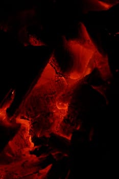 glowing embers in hot red color