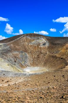 Vertical view of volcano crater on Vulcano island, Sicily, Italy