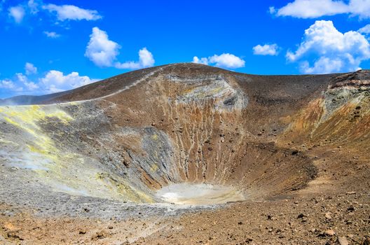 Volcano crater on Vulcano island, Lipari, Sicily, Italy