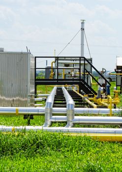 industrial pipes at an oil well