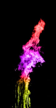 colorful beauty flames of huge bonfire or campfire as black backgorund