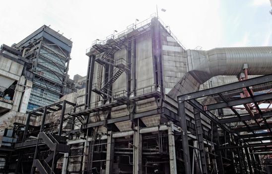 industrial pipes in a electricity power plant