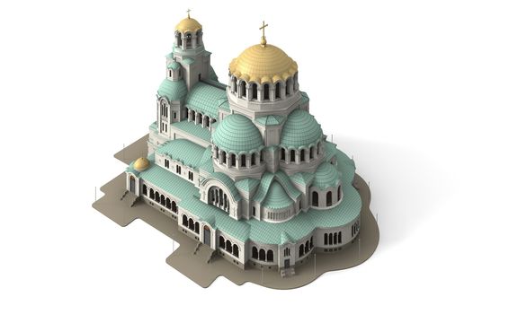 Die Kathedrale hat fünf Kirchenschiffe und ist im Inneren mit Gold,Mosaiken, Marmor und Holzschnitzereien geschmückt. 
