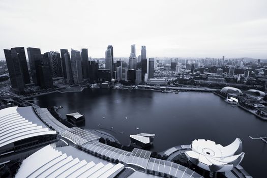 Singapore Cityscape photographed in black and white