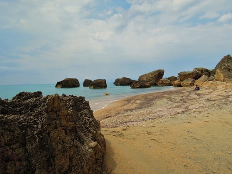 An image of a peaceful beach on the Greek Island of Kefalonia.
