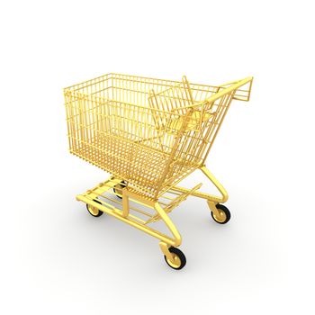 Shopping cart made ​​of gold is a wonderful windfall and very luxurious.