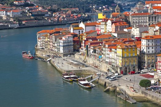 Portugal. Porto city. View of Douro river embankment in the morning
