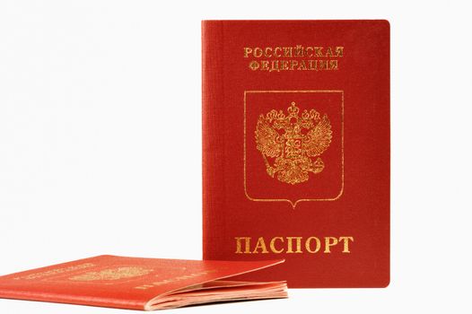 Two passports of foreign, isolated on white background