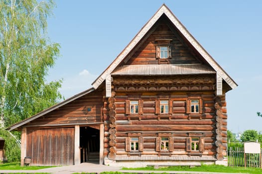 Two-storey wooden house of a wealthy farmer. Suzdal. Russia