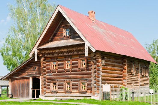 Two-storey wooden house of a wealthy farmer. Suzdal. Russia