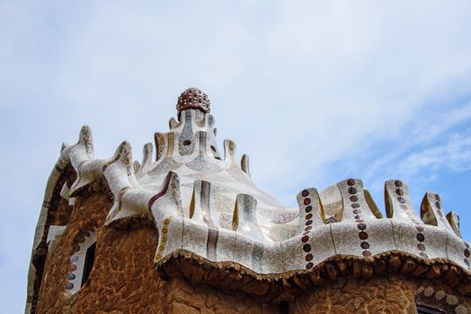 Detail of the roof of a Gaudi house in Barcelona, Spain