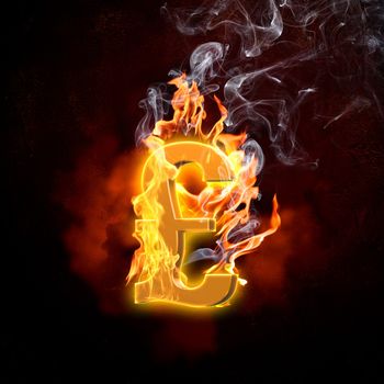 Illustration of pound burning symbol. Money concept