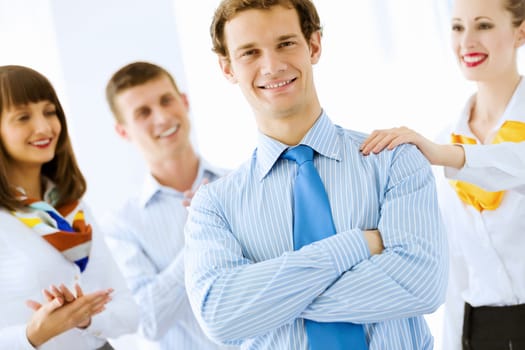 Image of successful young happy business persons