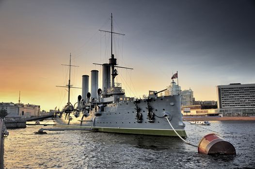 Linear cruiser Aurora, the symbol of the October revolution in Russia