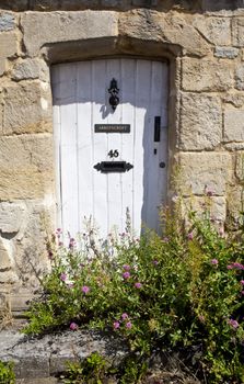 A quaint doorway in a rural British village.