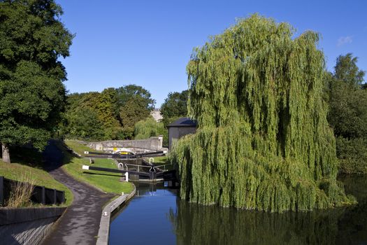 The river Avon flowing through Bath in Somerset.