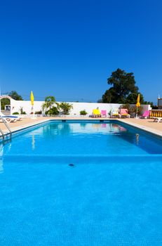 Beautiful swimming pool in hotel in sunny day