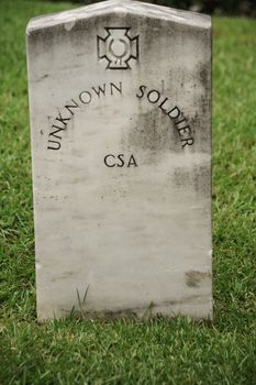 CSA Confederate States of America unknown soldier tombstone located at Springwood Cemetery in Greenville, South Carolina