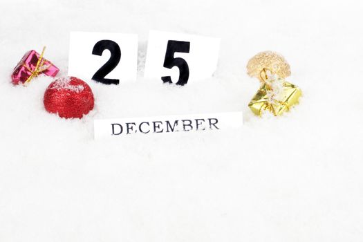 Christmas 25 december in the snow with decoration