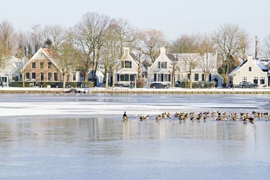 Village Broek in Waterland in winter in the Netherlands