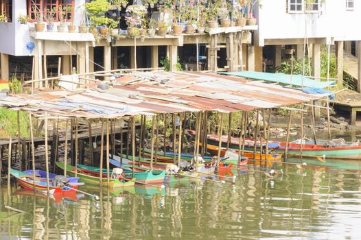 Boat Shed in Chanthaburi river, Chanthaburi province Thailand.