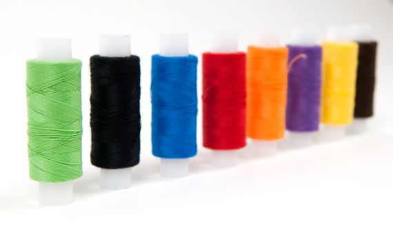 Set of sewing threads on white backgrounds