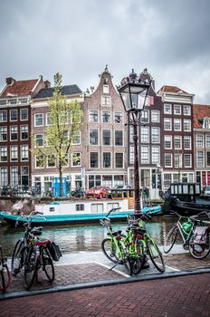 typical building in the city center of Amsterdam in Netherlands