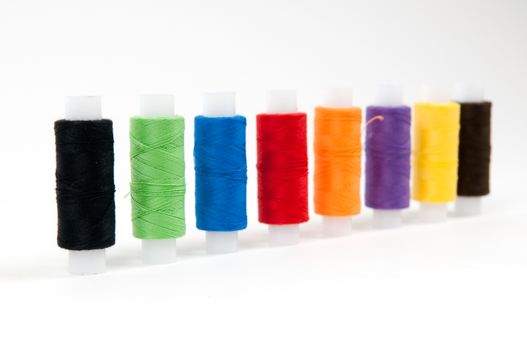 Set of sewing threads on white backgrounds