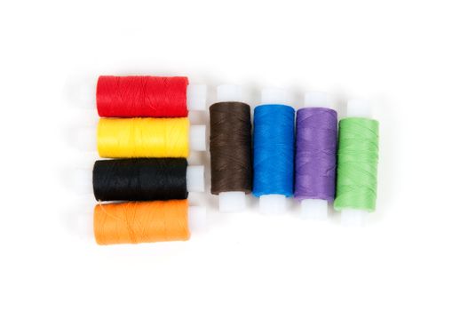 Set of sewing threads on white backgrounds