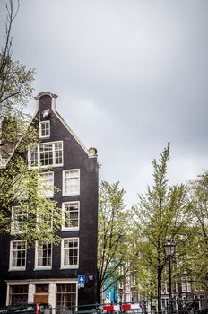 Typical house in Amsterdam with strange architecture