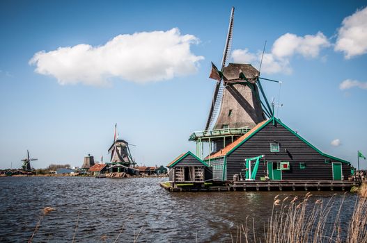 Dutch Windmill in Zaanse Schans in the Netherlands