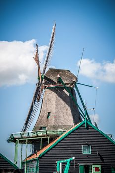Dutch Windmill in Zaanse Schans in the Netherlands