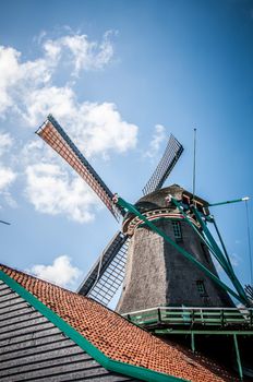 Dutch Windmill in Zaanse Schans in the Netherlands