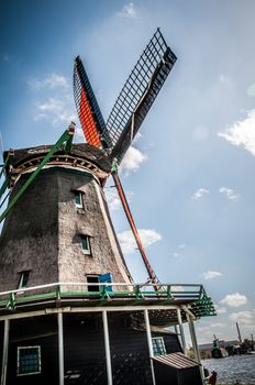 Dutch Windmill in Zaanse Schans in the Netherlands