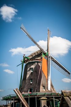 Dutch Windmill in Zaanse Schans in the Netherlands